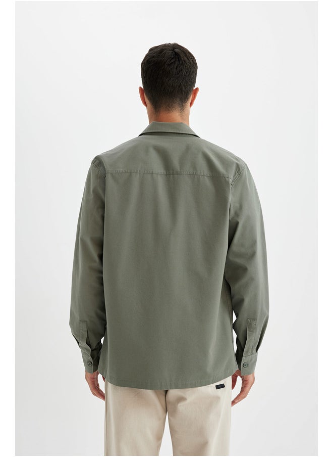 DeFacto - Man Woven Regular Fit Polo Neck Long Sleeve Shirt - Image 1