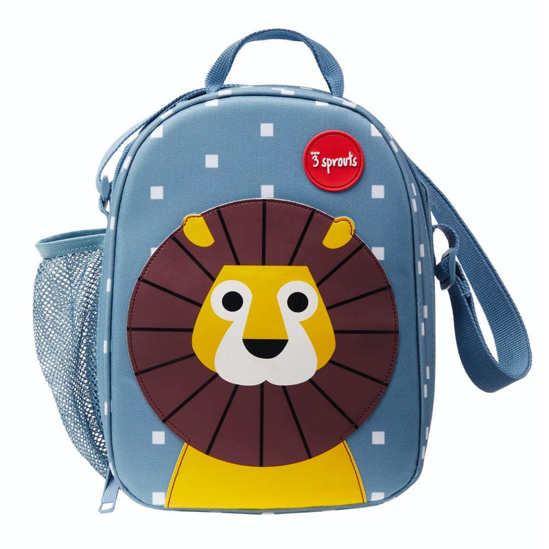 3 Sprouts Kids Lunch Bag Durable Lunch Box for Boys and Girls Kids Lunch Box Perfect for Daycare School and Travel Insulated Fabric Water Bottle Holder Ideal for Children 3 Lion