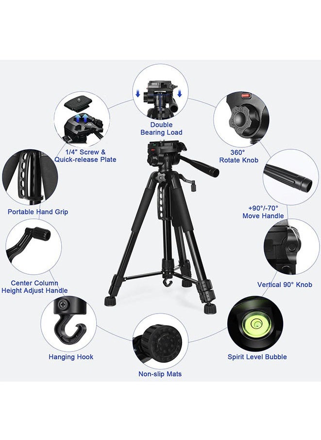 Muyixin Camera Tripod, 170cm 360° Panorama Shooting Aluminum Phone Tripod with Carry Bag for DSLR Cameras/Projector with Wireless Remote Control for video recording, vlogging, photography, TikTok, YouTube  - Image 4