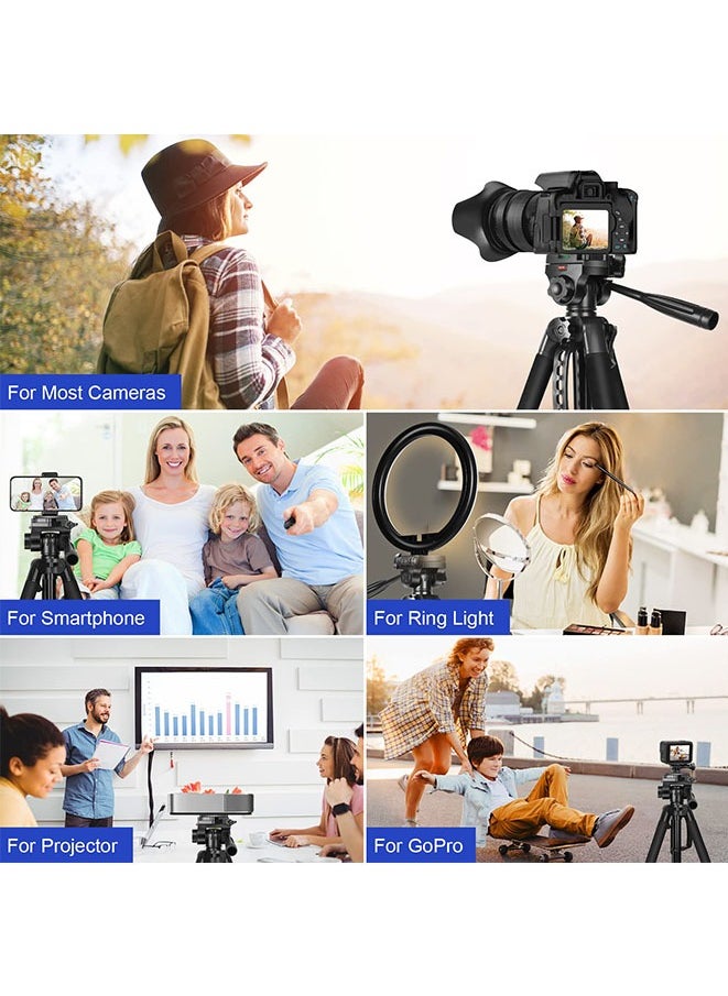 Camera Tripod, 170cm 360° Panorama Shooting Aluminum Phone Tripod with Carry Bag for DSLR Cameras/Projector with Wireless Remote Control for video recording, vlogging, photography, TikTok, YouTube