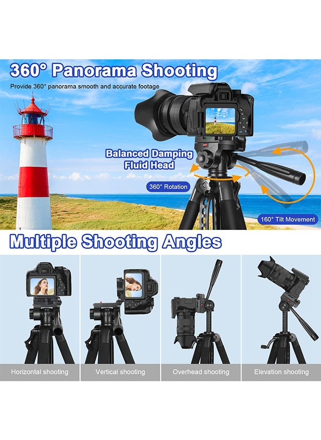 Muyixin Camera Tripod, 170cm 360° Panorama Shooting Aluminum Phone Tripod with Carry Bag for DSLR Cameras/Projector with Wireless Remote Control for video recording, vlogging, photography, TikTok, YouTube  - Image 3