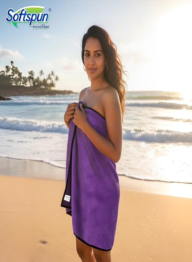 SOFTSPUN Microfiber Bath Towel 1Pc 280 GSM 60X120 Purple! Ultra Absorbent Super Soft & Lightweight Quick Drying for Men & Women Daily Use Large Size Unisex. - Image 2