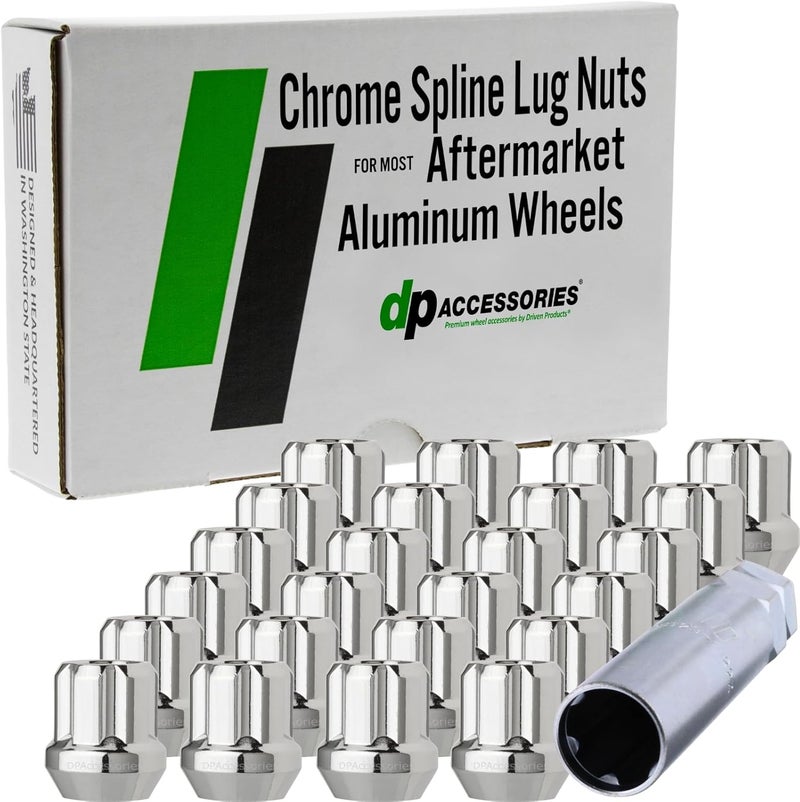 DPAccessories 24 Chrome Spline Lug Nuts for Aftermarket Aluminum Wheels - Image 1