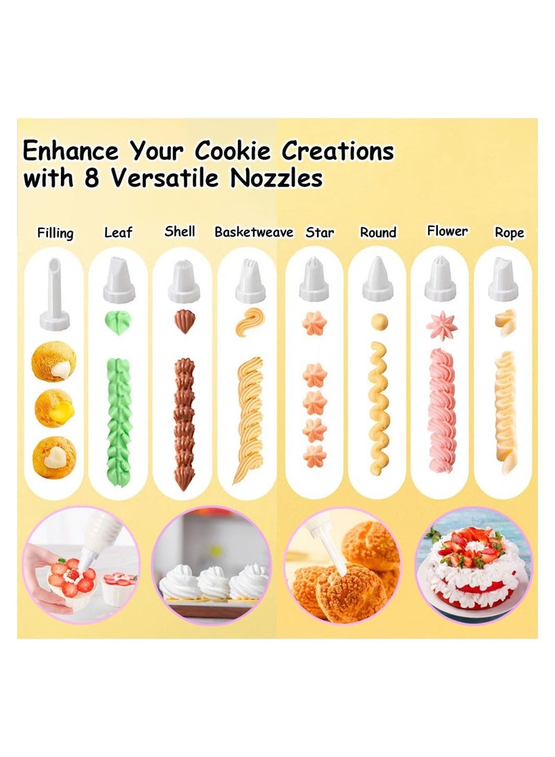 SOLARAE Cake Cookie Decorating Gun, Biscuit Maker with 7 Piping Nozzles, Cupcake Icing Piping Kit, Cookie Press for DIY Biscuit Cake Dessert Making and Decorating Baking Supplies - Image 4