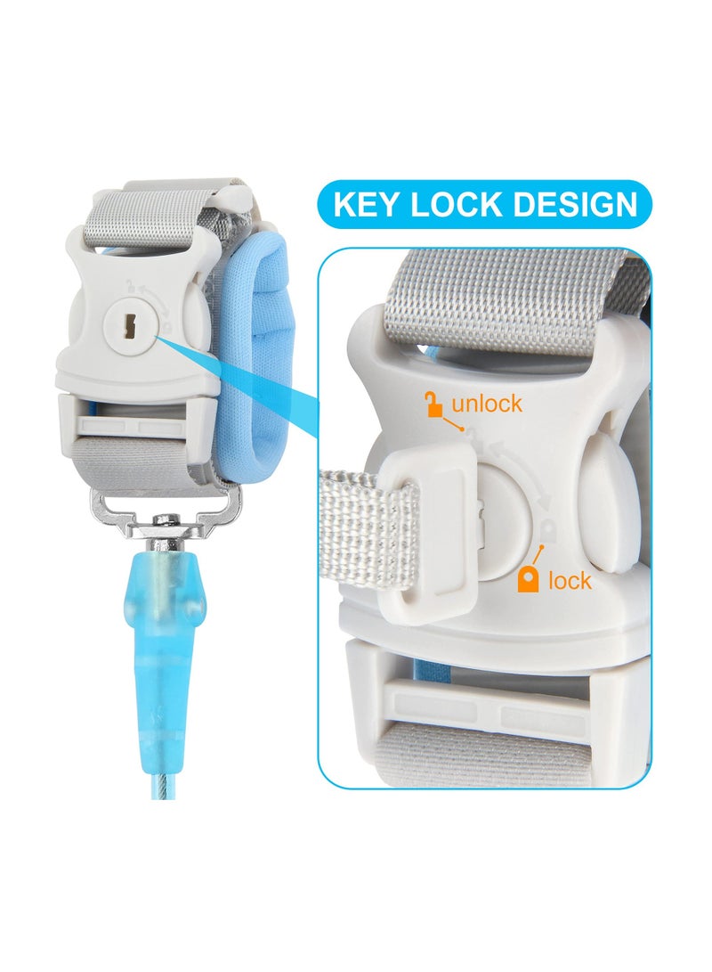 SOLARAE Toddler Leash Kid Anti Lost Wrist Link with Key Lock Upgraded Baby Safety Wristband Rope for Babies Toddlers Child Kids Light Blue - Image 2