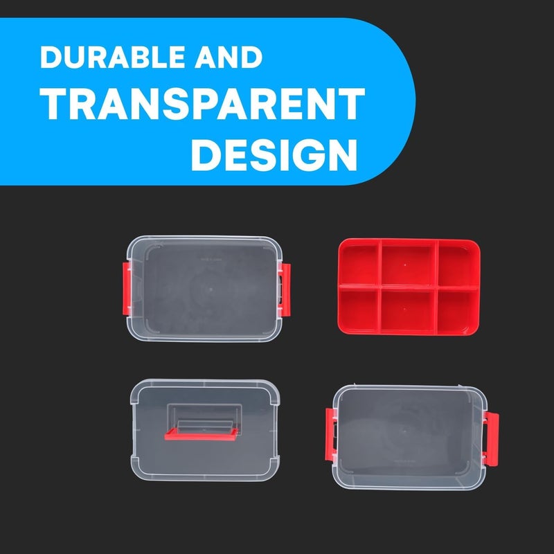 KRYLARPlastic Storage Box2 Tier TransparentLarge with a SixGrid TrayPortable Embroidery Sewing Box Containers MedicineJewellery Arts CraftsBeadsGeneral Purpose Plastic Storage Box - Image 3