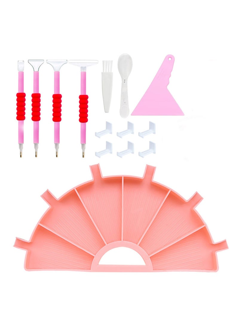 Excefore Diamond Paintings Tray Kits, Diamonds Painting Tools and Accessories Kits, 6 Slots Palette Holder, Beads Rhinestone Tray Sorter, Diamond Art Accessories and Tools, PINK  - Image 1