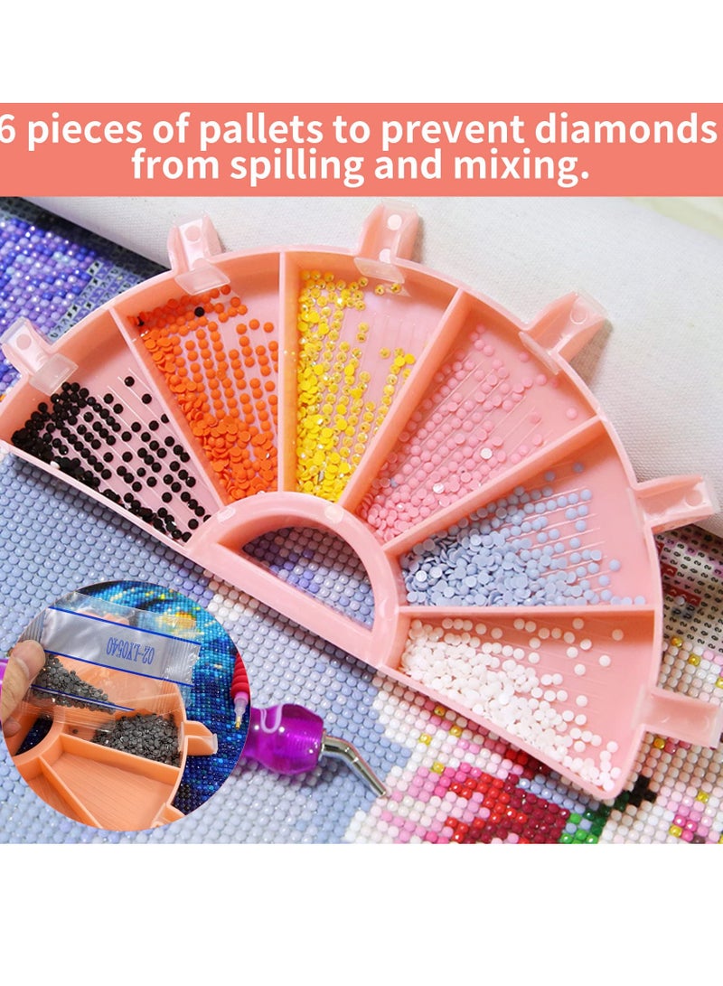 Excefore Diamond Paintings Tray Kits, Diamonds Painting Tools and Accessories Kits, 6 Slots Palette Holder, Beads Rhinestone Tray Sorter, Diamond Art Accessories and Tools, PINK  - Image 3