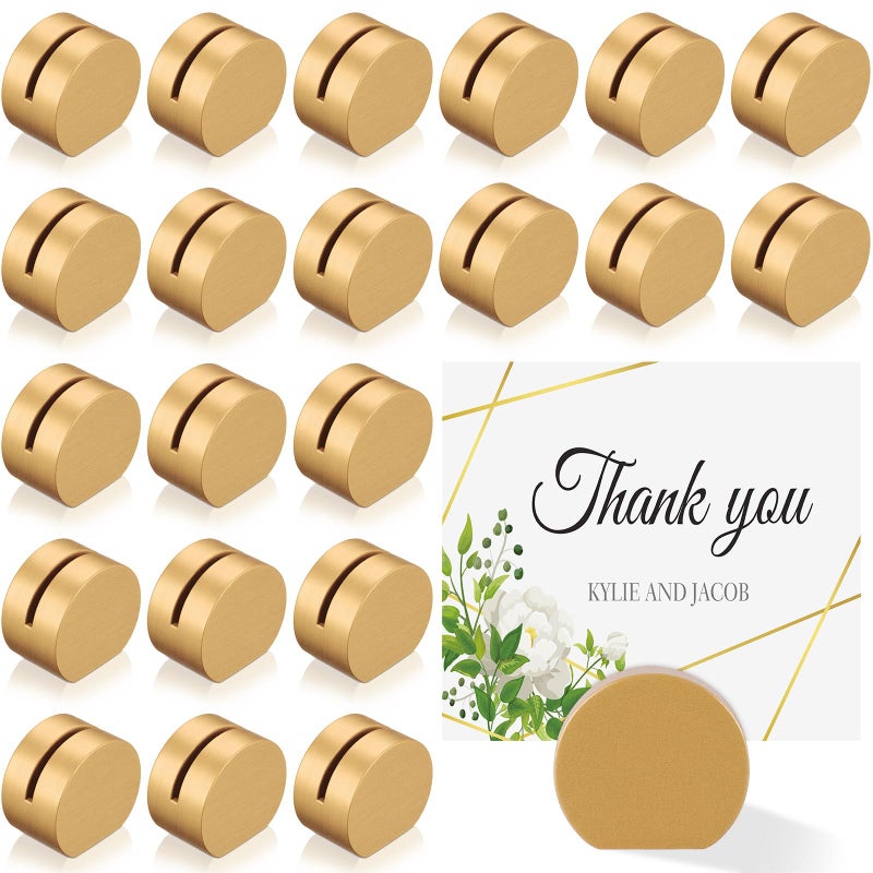 Ripeng 24 Pcs Gold Table Number Holders Wooden Place Card Holder Bulk Mini Round Table Top Stand for Wedding Christmas Holiday Photo Menu Clips Display Office Banquet Birthday Party Restaurant - Image 1