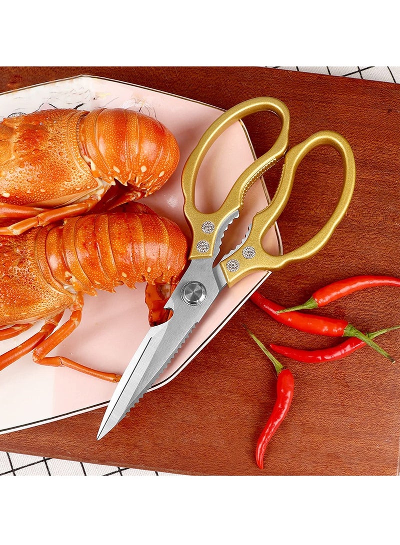 SYOSI Heavy Duty Sharp Kitchen Shears, Gold Scissors for Cutting Meat, Chicken, Fish, Poultry Herb, Bread, Dishwasher Safe, Kitchen Cooking Tool - Image 1