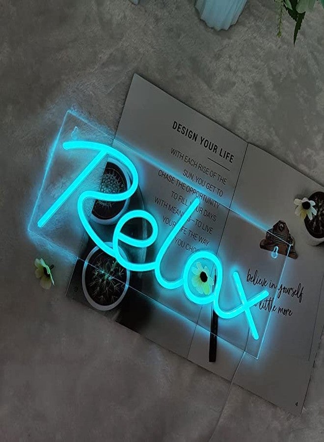VYNES RELAX LED Neon Signs Light LED Art Decorative Sign - Wall Decor/Table Decor, Home Decor for Wedding Party Kids Room Living Room House Bar Pub Hotel Beach (Ice Blue) Neon Signs - Image 4