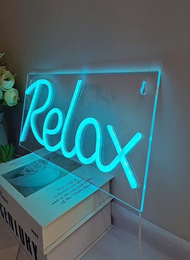 VYNES RELAX LED Neon Signs Light LED Art Decorative Sign - Wall Decor/Table Decor, Home Decor for Wedding Party Kids Room Living Room House Bar Pub Hotel Beach (Ice Blue) Neon Signs - Image 2