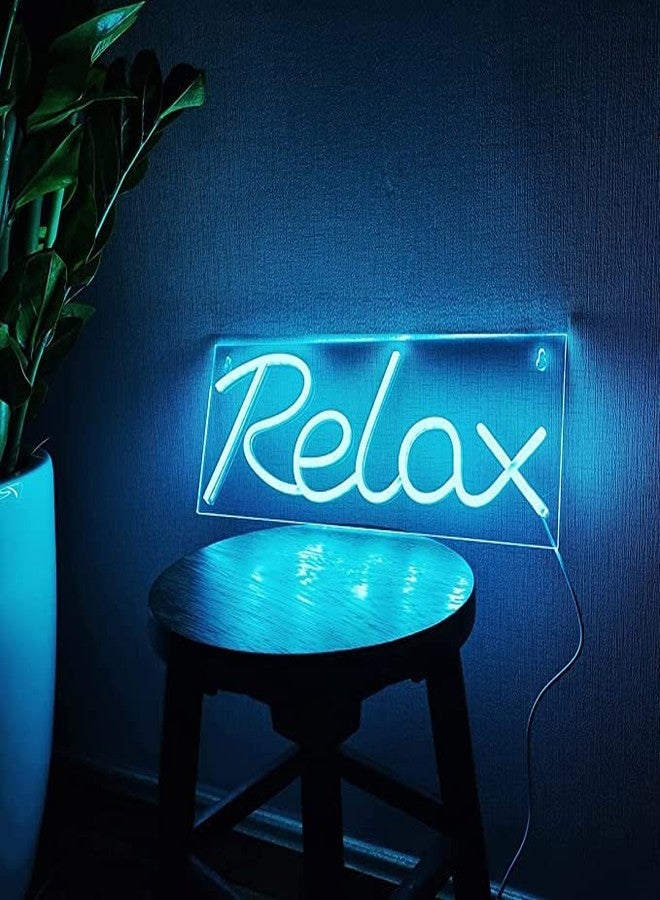 VYNES RELAX LED Neon Signs Light LED Art Decorative Sign - Wall Decor/Table Decor, Home Decor for Wedding Party Kids Room Living Room House Bar Pub Hotel Beach (Ice Blue) Neon Signs - Image 1