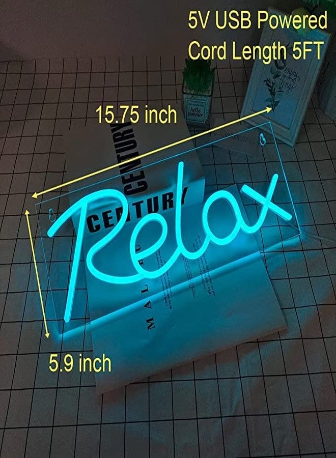 VYNES RELAX LED Neon Signs Light LED Art Decorative Sign - Wall Decor/Table Decor, Home Decor for Wedding Party Kids Room Living Room House Bar Pub Hotel Beach (Ice Blue) Neon Signs - Image 3