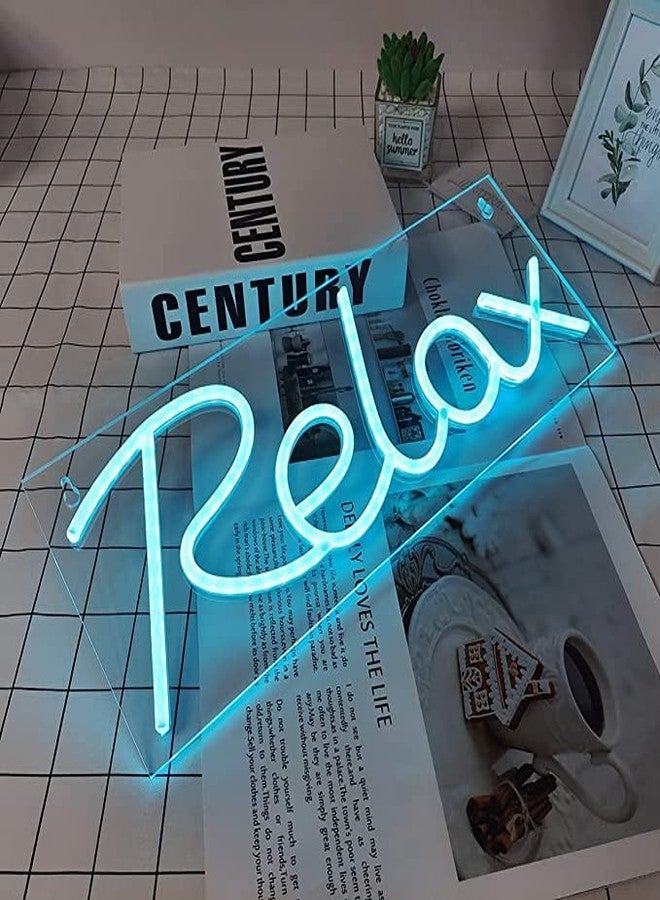 VYNES RELAX LED Neon Signs Light LED Art Decorative Sign - Wall Decor/Table Decor, Home Decor for Wedding Party Kids Room Living Room House Bar Pub Hotel Beach (Ice Blue) Neon Signs - Image 5