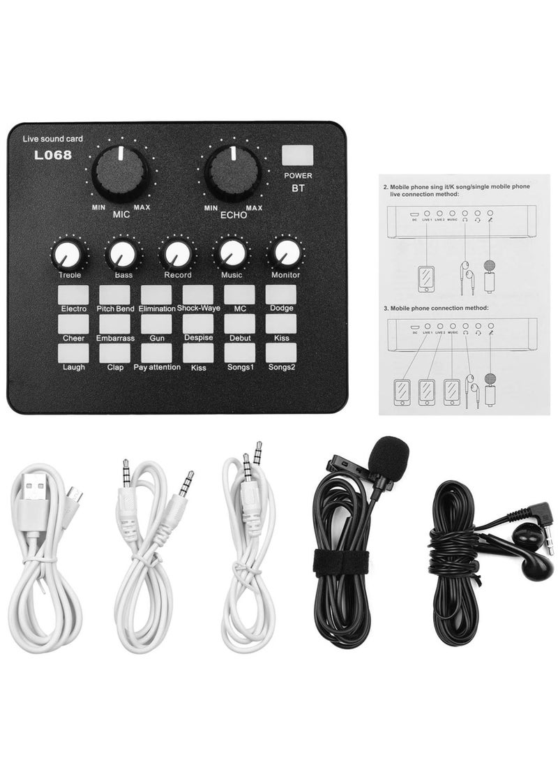 ELTRAZONE Mini Rechargeable Live Sound Card Voice Changer Device Built-in Multiple Sound Effects with Earphone Lavalier Microphone for Smartphone Computer Live Streaming Online Singing Chating Music Recording - Image 4