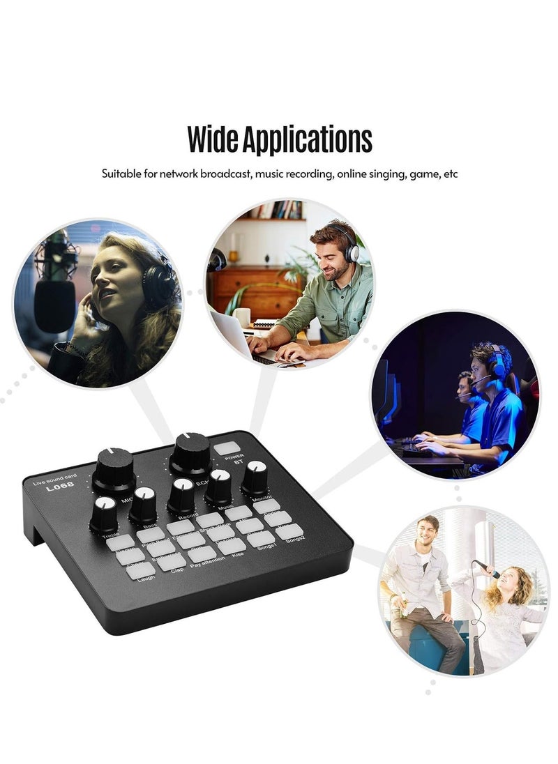ELTRAZONE Mini Rechargeable Live Sound Card Voice Changer Device Built-in Multiple Sound Effects with Earphone Lavalier Microphone for Smartphone Computer Live Streaming Online Singing Chating Music Recording - Image 3