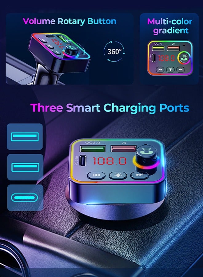 havit QC3.0 FM Transmitter Bluetooth Car Charger with 3 Charging Ports Built-in Microphone High Fidelity Deep Bass - Image 4