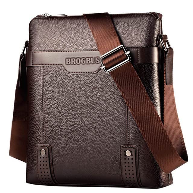 BROGBUS HANDBAG pu Leather Men Bag Casual Business Messenger Bag for Cross body Bag Male Shoulder Bags (Brown, L- 10.05inch H- 11.5inch W- 3inch) - Image 1