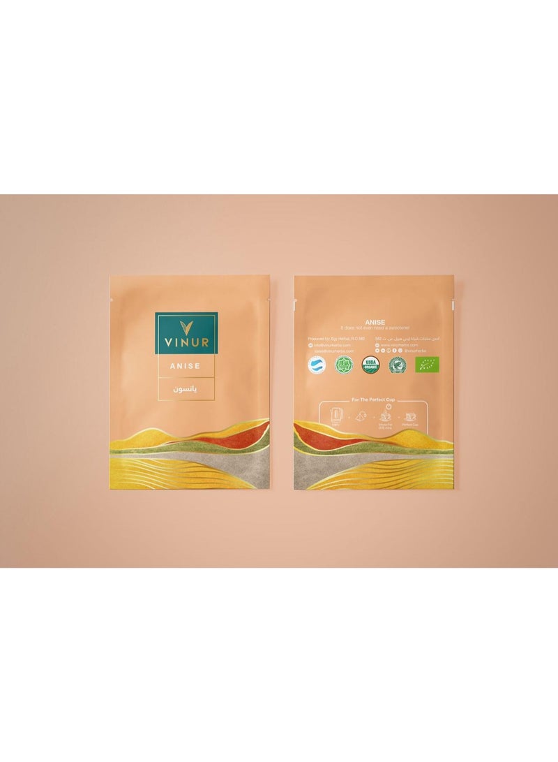 VINUR VINUR Organic Anise Herbal Tea – 20 Pyramidal Tea Bags - Image 2