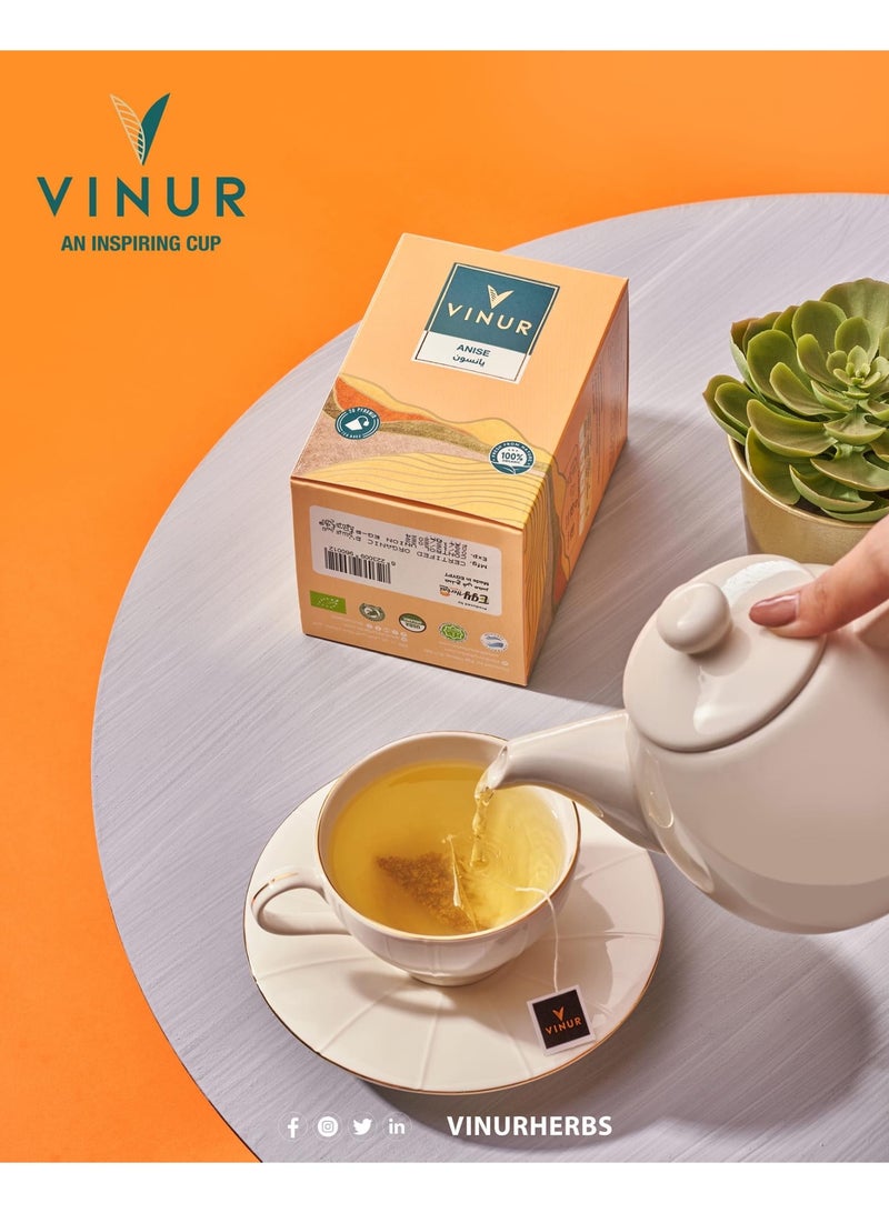 VINUR VINUR Organic Anise Herbal Tea – 20 Pyramidal Tea Bags - Image 4