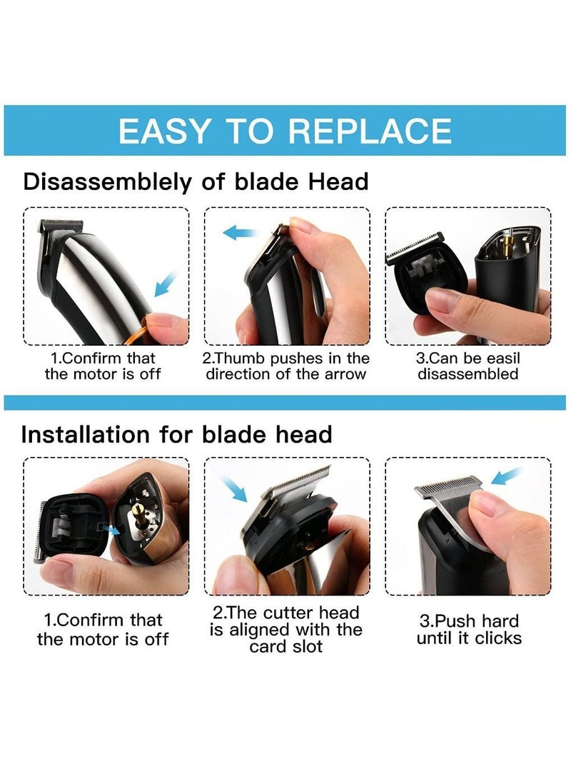 Mens Professional Hair Cutting Kit,Beard Trimmer,6 in 1 Kit Electric Cordless Nose Trimmer Grooming for Beard Head Face and Body Waterproof IPX7 USB Rechargeable LED Power Display - Image 3