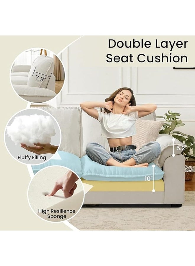 Generic White Modular U-Shaped Sectional Sofa  Deep-Seat Cloud Couch with Chaise and Padded Armrests for Living Room - Image 4