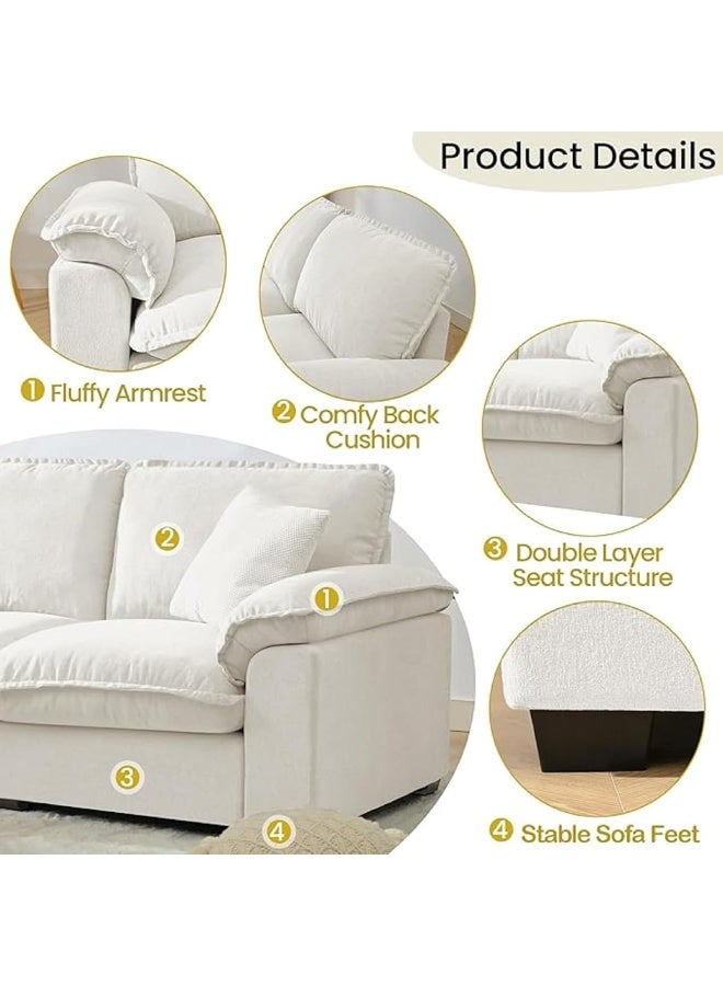 Generic White Modular U-Shaped Sectional Sofa  Deep-Seat Cloud Couch with Chaise and Padded Armrests for Living Room - Image 3