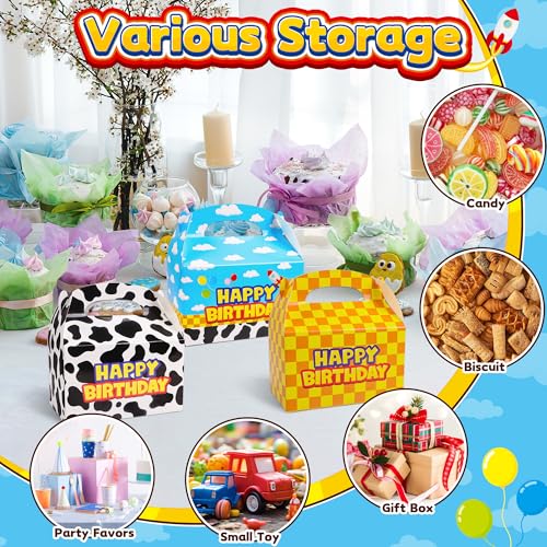 Bsenhe 16PCS Cartoon Gift Bag, Cartoon Birthday Decorations Goodie Bags Party Favor Boxes for Theme Birthday Party Supplies Sky White Cloud Cow Print Candy Bags - Image 5