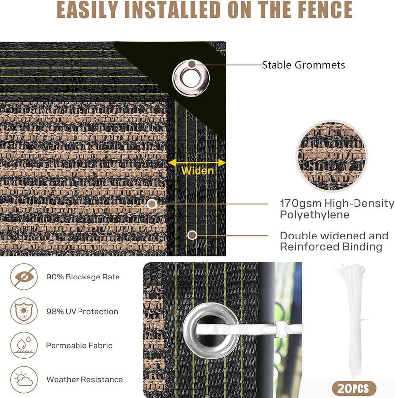 Goodern Privacy Screen Fence with Cable Tie,Outdoor Balcony Fence Cover,Apartment Railing Screen Fabric,Wind and Shade Block Fencing Mesh Shade for Garden Wall,Patio,Backyard Porch-1M×5M - Image 2
