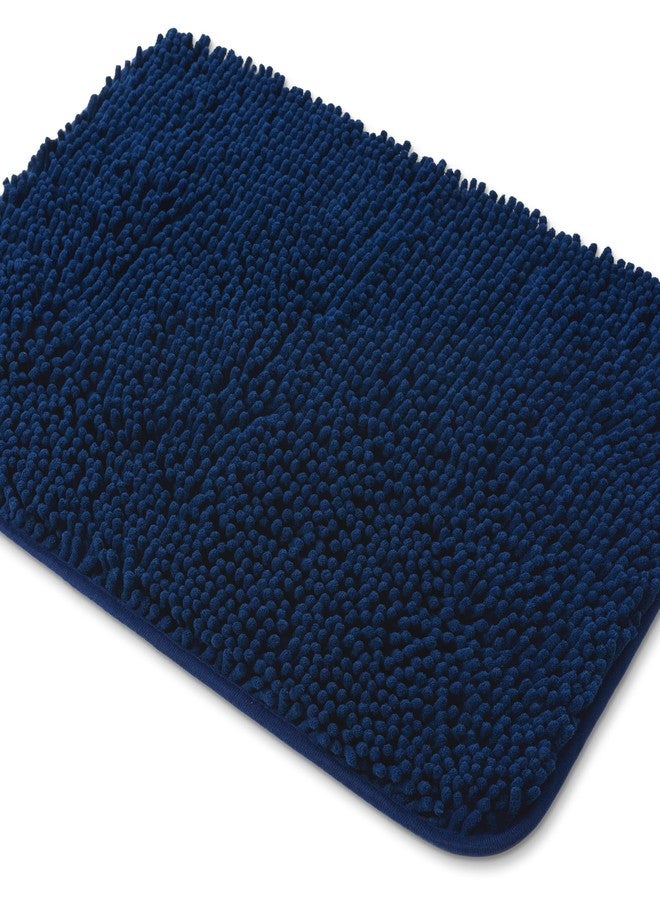 Yeaban Navy Blue Bathroom Rugs - Thick Chenille Bath Mats | Absorbent and Washable Bath Rug Non-Slip, Plush and Soft Rugs for Bathroom Floor, Shower, Sink - 24" x 36" - Image 1
