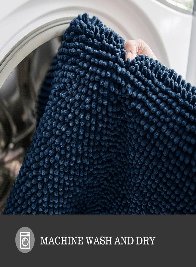 Yeaban Navy Blue Bathroom Rugs - Thick Chenille Bath Mats | Absorbent and Washable Bath Rug Non-Slip, Plush and Soft Rugs for Bathroom Floor, Shower, Sink - 24" x 36" - Image 5