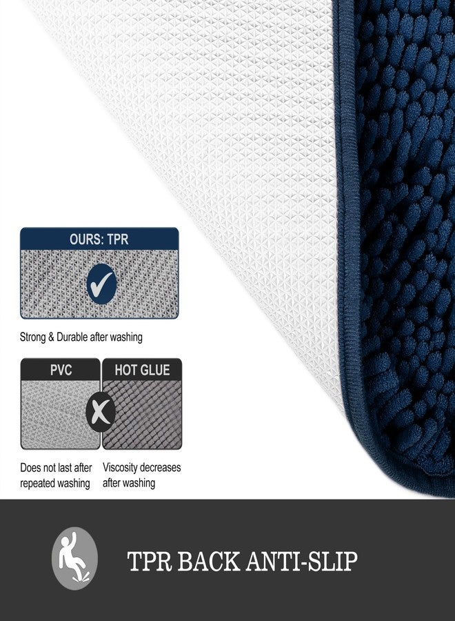 Yeaban Navy Blue Bathroom Rugs - Thick Chenille Bath Mats | Absorbent and Washable Bath Rug Non-Slip, Plush and Soft Rugs for Bathroom Floor, Shower, Sink - 24" x 36" - Image 3