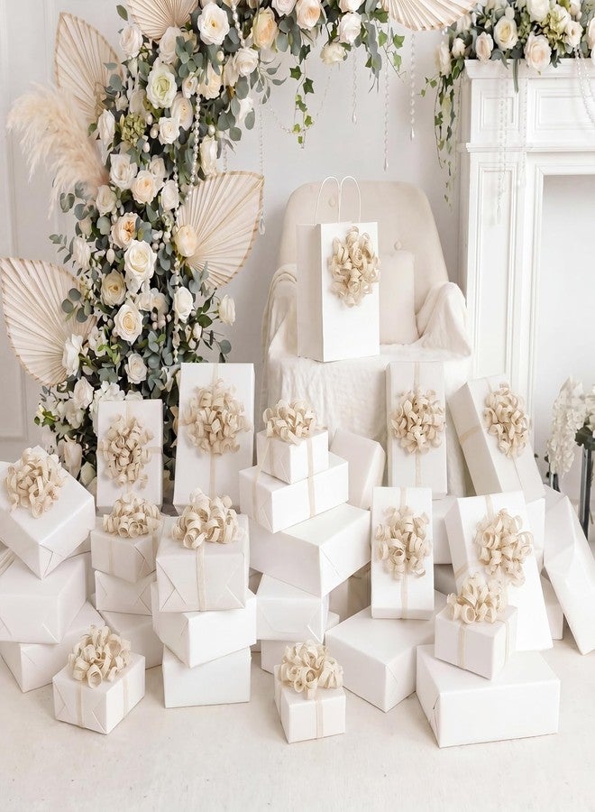 Yinder Natural White 12 Pack Large Burlap Gift Bows for Gift Wrapping Curly Ribbon Bows 5 Inch Rustic Self Adhesive Burst Gifts Bow for Birthday Baby Shower Wedding Bridal Shower Party Favors - Image 5