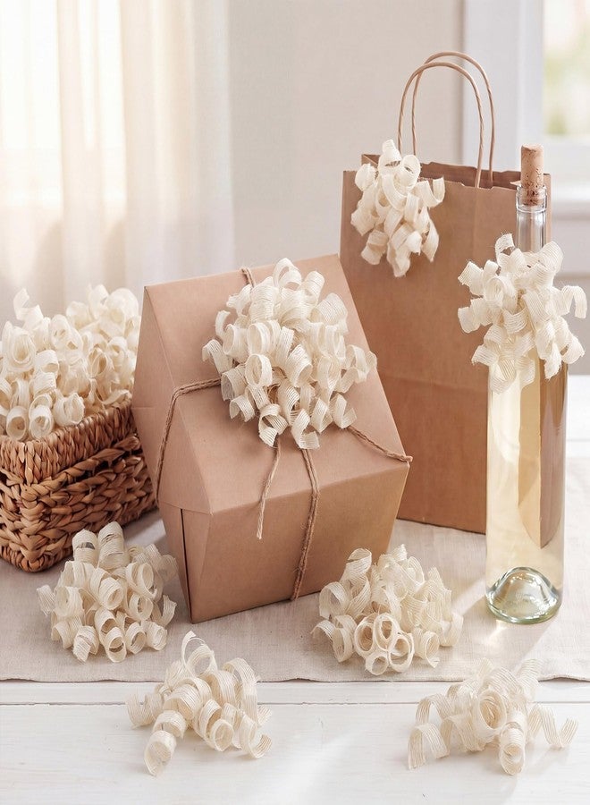 Yinder Natural White 12 Pack Large Burlap Gift Bows for Gift Wrapping Curly Ribbon Bows 5 Inch Rustic Self Adhesive Burst Gifts Bow for Birthday Baby Shower Wedding Bridal Shower Party Favors - Image 1