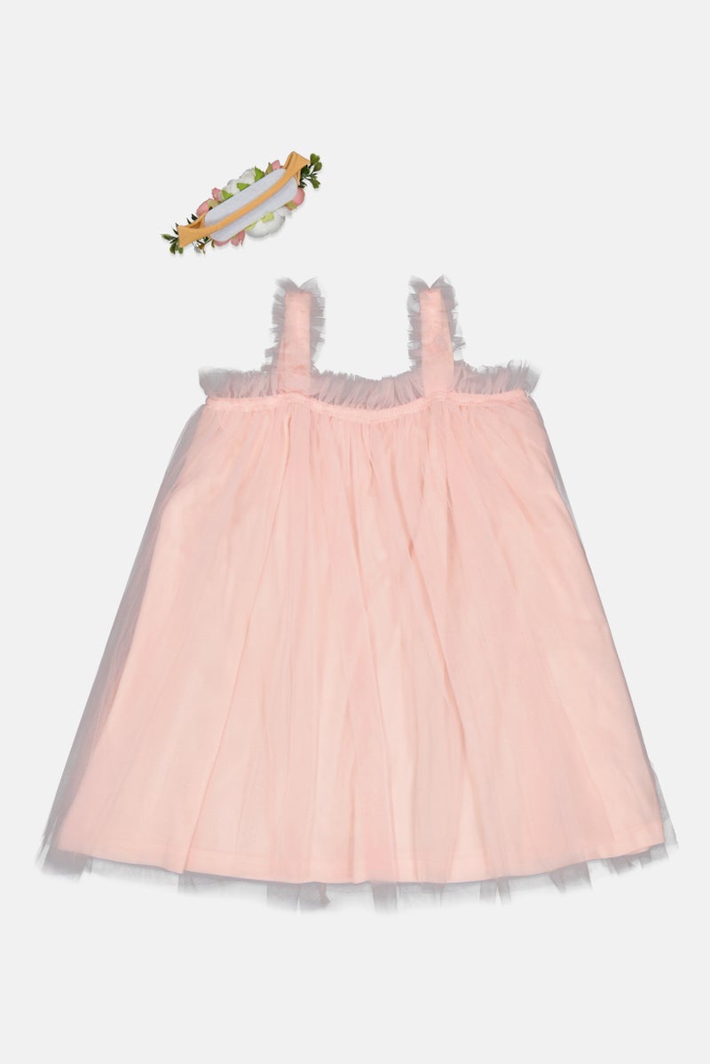 English Laundry Kids Girl 2 Pieces Solid Dress And Headband Set, Pink - Image 3