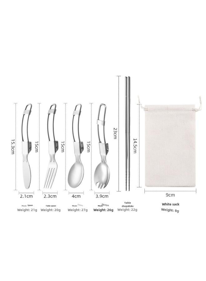 304 Folding Tableware Suit Salad Spoon Fork Chopsticks Folding Spoon Outdoor Picnic Travel Portable Foldable
