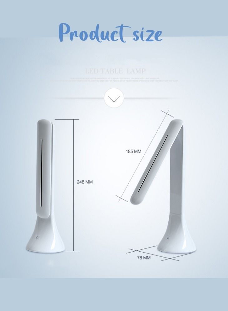 WAOKN Desktop Rechargeable USB Desk Lamp Student Reading Eye Protection Lamp Dimmable Learning Foldable Touch LED Desk Lamp - Image 2