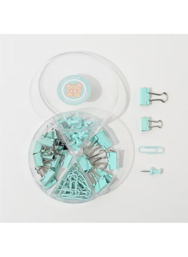 Office Stationery Set Paper Clip I-Shaped Nail Dovetail Clip Set Multi-Functional Student Stationery Set Green - Image 1