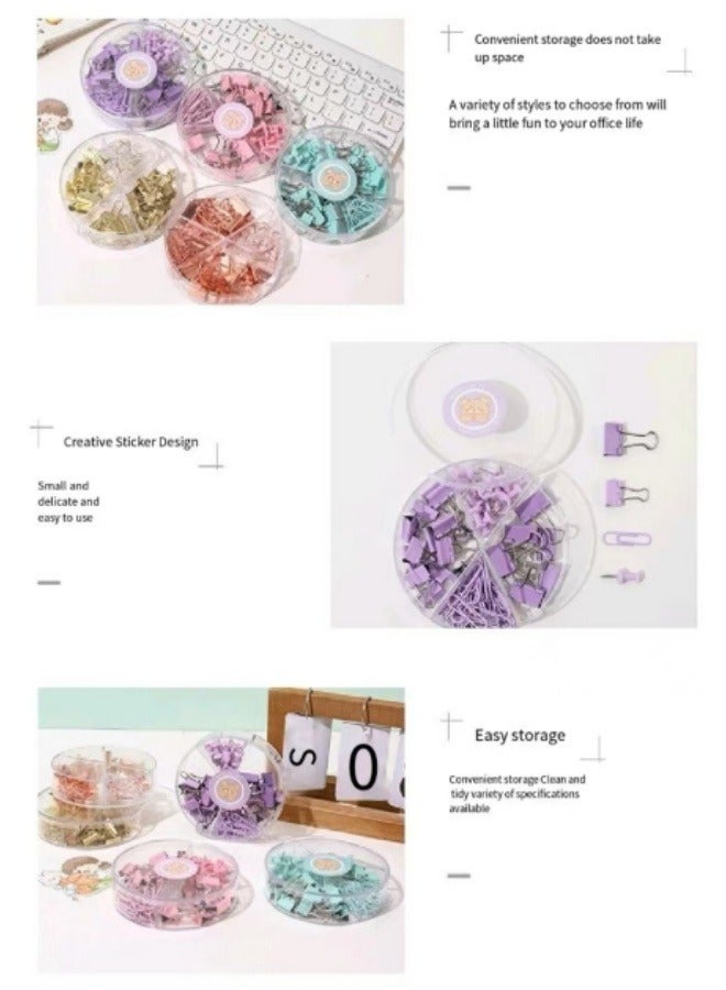 Office Stationery Set Paper Clip I-Shaped Nail Dovetail Clip Set Multi-Functional Student Stationery Set Green - Image 3