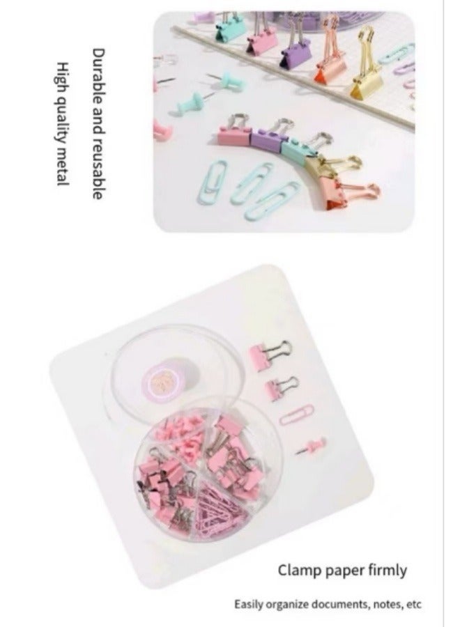 Office Stationery Set Paper Clip I-Shaped Nail Dovetail Clip Set Multi-Functional Student Stationery Set Green - Image 4