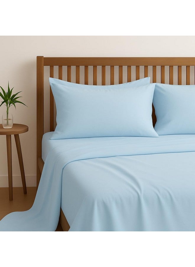 Bhoomi Impex Light Blue Double Bedsheet - Solid Color - 100% Microfiber Ultra Soft - 90 x 100 Inches - Plain Bed Sheet with 2 Pillow Covers - Wrinkle-Free, Fade Resistant - For Home, Hotel, Resort, Guest House - Image 2