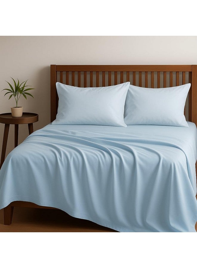 Bhoomi Impex Light Blue Double Bedsheet - Solid Color - 100% Microfiber Ultra Soft - 90 x 100 Inches - Plain Bed Sheet with 2 Pillow Covers - Wrinkle-Free, Fade Resistant - For Home, Hotel, Resort, Guest House - Image 1