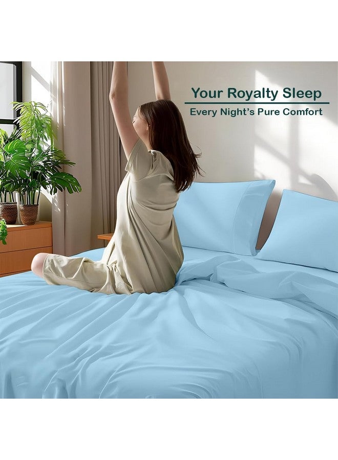 Bhoomi Impex Light Blue Double Bedsheet - Solid Color - 100% Microfiber Ultra Soft - 90 x 100 Inches - Plain Bed Sheet with 2 Pillow Covers - Wrinkle-Free, Fade Resistant - For Home, Hotel, Resort, Guest House - Image 3