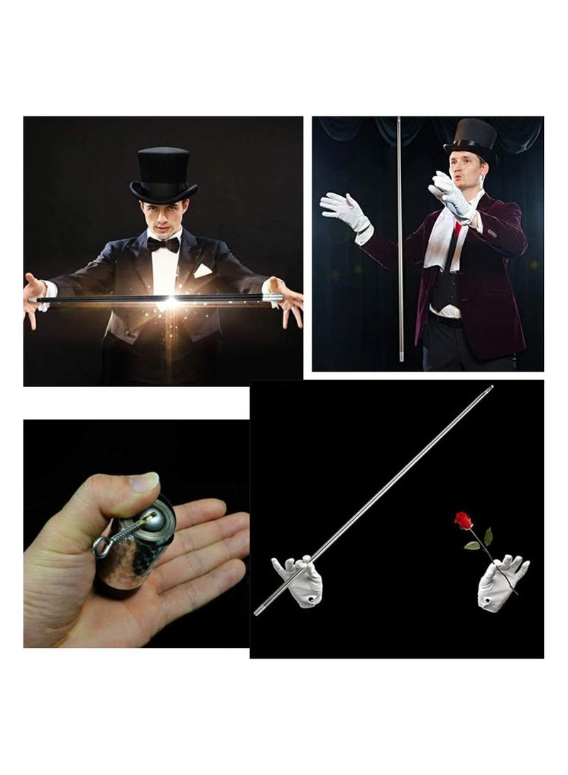 SYOSI Black Magic Wand Magic Appearing Cane Magic Staff for Professional Magician Stage Street Magic Performance Accessories 110cm - Image 2