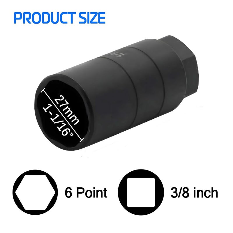 A ABIGAIL Oil Pressure Switch Socket, 1 1/16'' x up to 2-5/8'', Fits 3/8'' Drive or 1 1/8'' Hex, High Performance Chrome Molybdenum, Black Oxide Finish, Model A7646F - Image 2