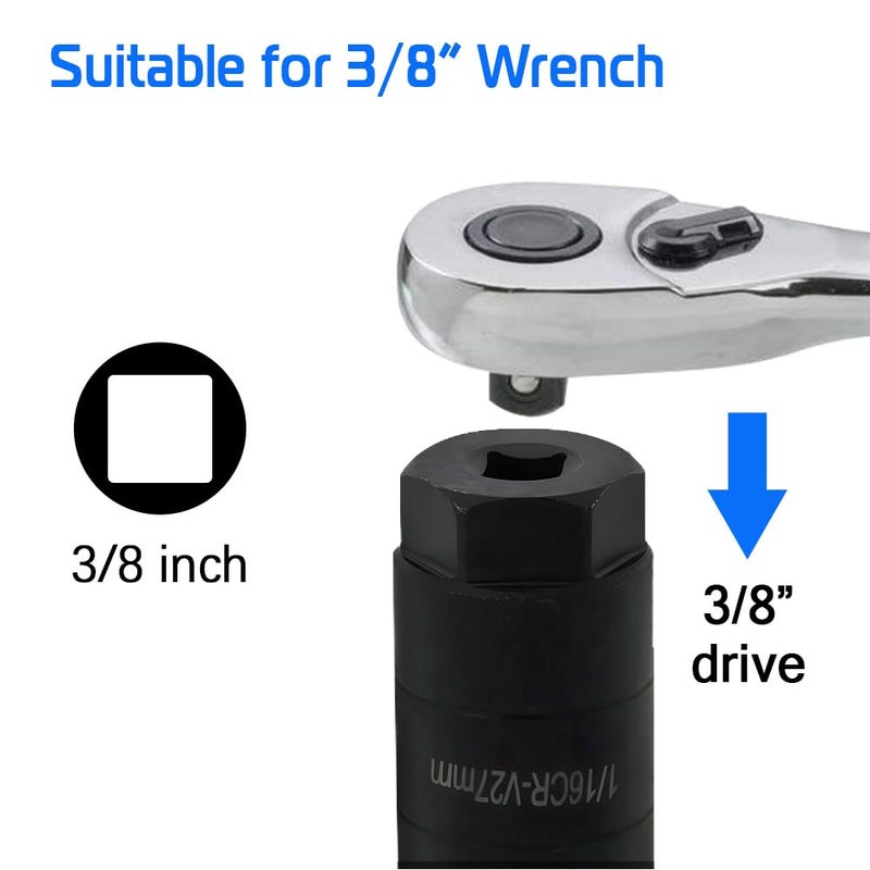 A ABIGAIL Oil Pressure Switch Socket, 1 1/16'' x up to 2-5/8'', Fits 3/8'' Drive or 1 1/8'' Hex, High Performance Chrome Molybdenum, Black Oxide Finish, Model A7646F - Image 3