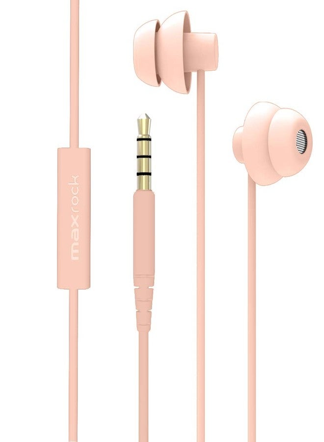 MAXROCK (TM Super Mini Total Soft Silicon Earbuds Headphones with Mic Music Sleep Choice for Cellphones Ipad Tablet Mp3 Laptop and Most 3.5mm Audio Player (Coral Pink) - Image 1