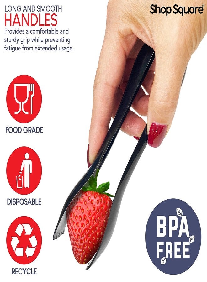 Shop Square Disposable Plastic Serving Utensils - 6 Each 6" Serving Tongs, 10” Serving Spoons, 10” Serving Forks (Set of 18 - Black) - Image 4