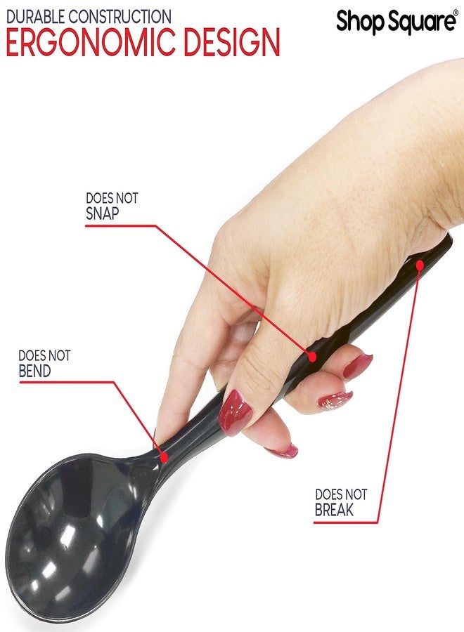 Shop Square Disposable Plastic Serving Utensils - 6 Each 6" Serving Tongs, 10” Serving Spoons, 10” Serving Forks (Set of 18 - Black) - Image 3